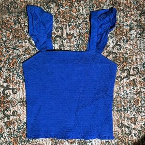 2 for 15$!! 🌼 Blue Bo-ho Off-Shoulder Top with Ruffles and Lace Details 🫐